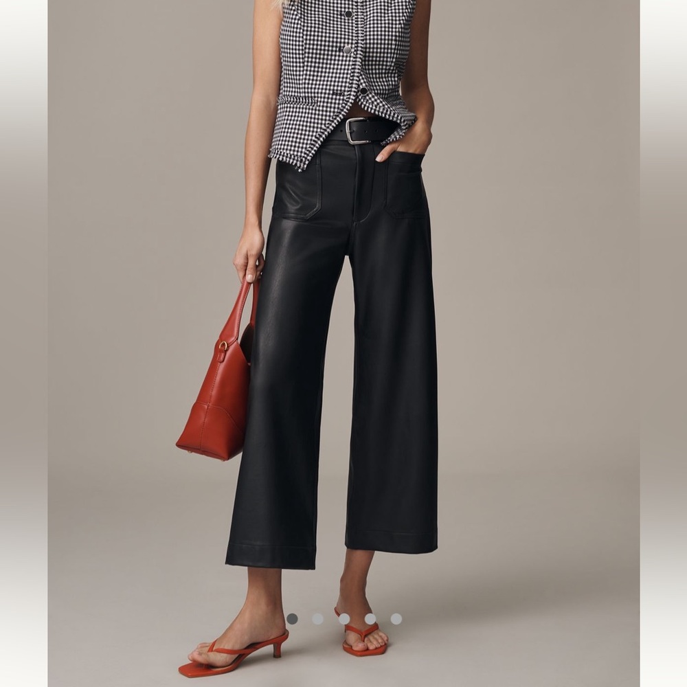 Maeve Faux Leather Collette Wide-Leg Pants